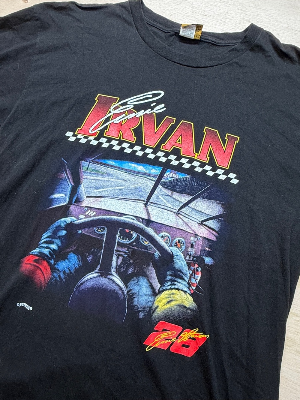 VTG 90s Ernie Irvan #28 Nutmeg Racing T Shirt XL Black POV Cockpit USA NASCAR